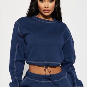 Dark Blue Cropped Hoodie